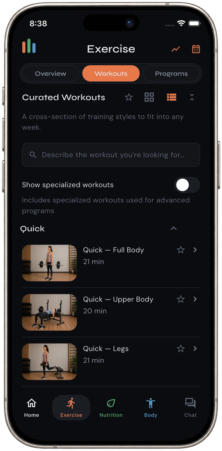 Curated workouts